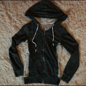 Vanity Zip Hoodie with Lace Detail